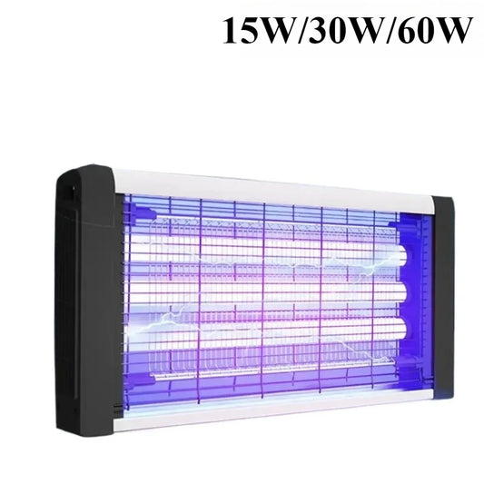 60W insectenverwijderaar met blauwe UV-lampen, zwart metalen frame en witte randen, geschikt voor binnenruimtes en commerciële ruimtes. - Foto 7