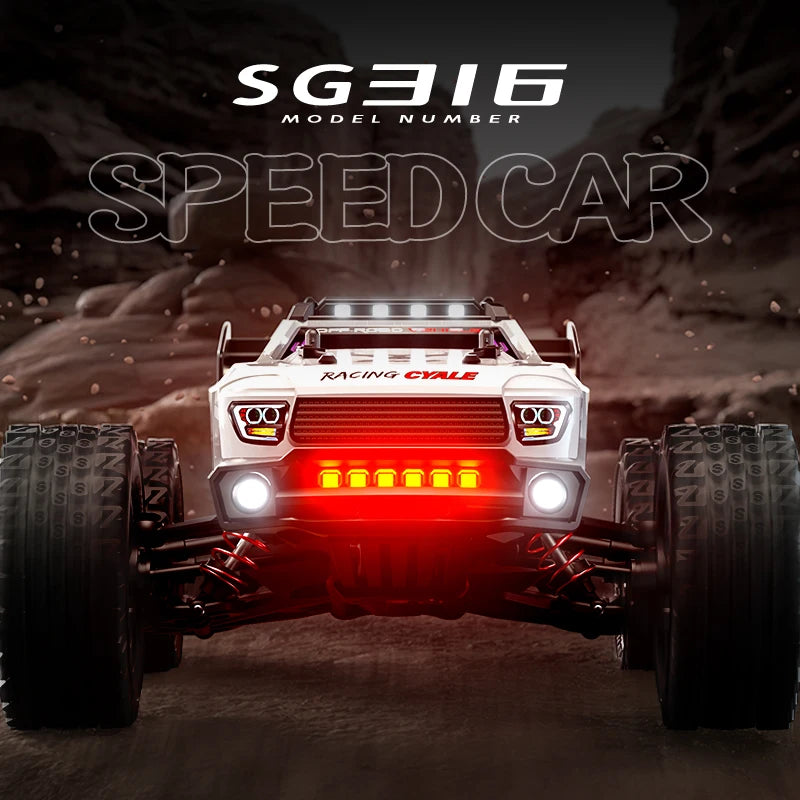 Zwart Rigid Off-Road RC-raceauto met rode velgen en LED-verlichting, uitgerust met 3 blauwe batterijen, stuurcontroller en opbergzak voor terreinrijde