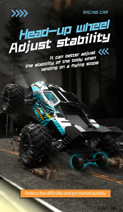 Zwart Rigid Off-Road RC-raceauto met rode velgen en LED-verlichting, uitgerust met 3 blauwe batterijen, stuurcontroller en opbergzak voor terreinrijde