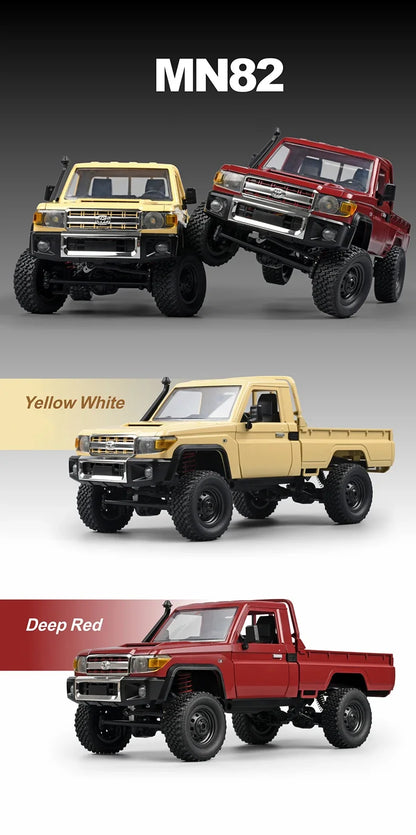 De ZWN MN82S 1:12 RC Toyota Land Cruiser in donkergroene kleur, met realistische details en grote terreinbanden, is een officieel licentieproduct voor