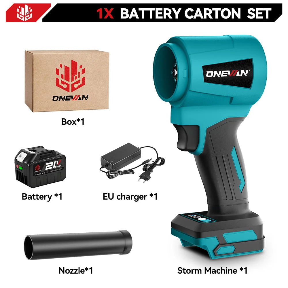 Een Onevan draadloze bladzager met 21V lithium-batterij, blauw-zwarte kleur, voor krachtige houtbewerking. Geschikt voor professionele houtbewerking e