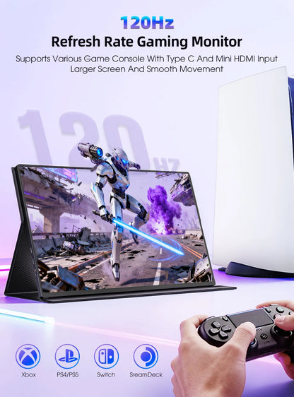 Een 16-inch QLED-scherm met 2.5K resolutie en 120Hz, uitgerust met een QLED-display voor scherpe gaming-afbeeldingen en een 16:10-aspectverhouding, pe