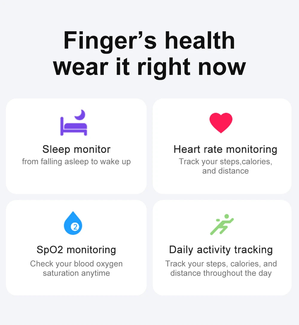 Zwart slimme ring met glanzend oppervlak en zichtbare groene LED-verlichting, uitgerust met een sensorenpaneel voor gezondheidsmonitoring en dagelijkse activiteitstracking. - Foto 13