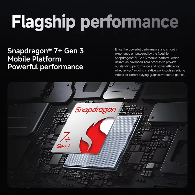 Grijze Xiaomi Pad 7 Wifi met kleurrijke schermachtergrond, drie camera’s op de achterkant en zichtbare RAM/ROM-opties. Ideaal voor multimedia en produ