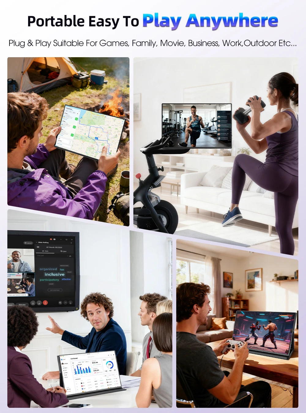 Een 16-inch QLED-scherm met 2.5K Quad HD resolutie en 120Hz, uitgerust met een 16:10 verhouding, perfect voor gaming en streamen. Zwart frame met text