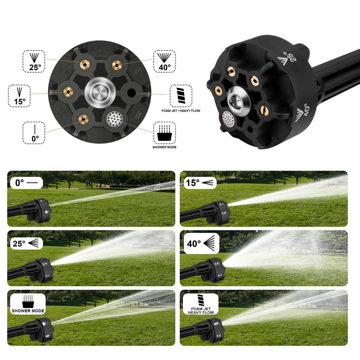 Zwarte Gisam draadloze stroomreiniger met 6-in-1 spuitmondstuk, lithium-ion batterijen en accessoires voor efficiënte car wash of huishoudelijke reini