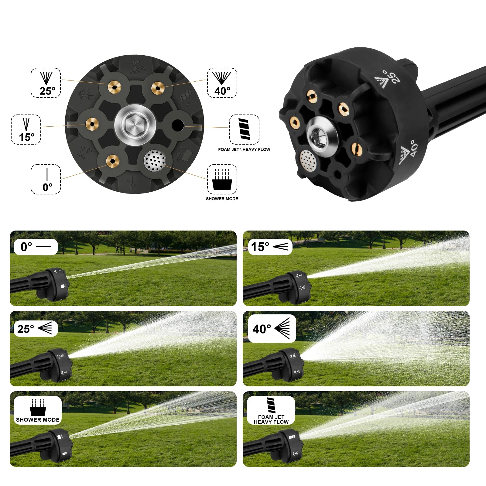 Zwarte Gisam draadloze stroomreiniger met 6-in-1 spuitmondstuk, lithium-ion batterijen en accessoires voor efficiënte car wash of huishoudelijke reini
