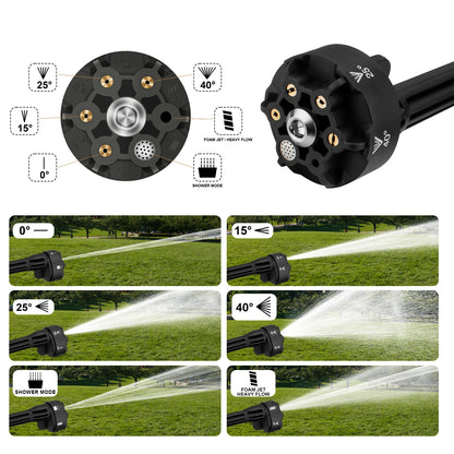 Zwarte Gisam draadloze stroomreiniger met 6-in-1 spuitmondstuk, lithium-ion batterijen en accessoires voor efficiënte car wash of huishoudelijke reini