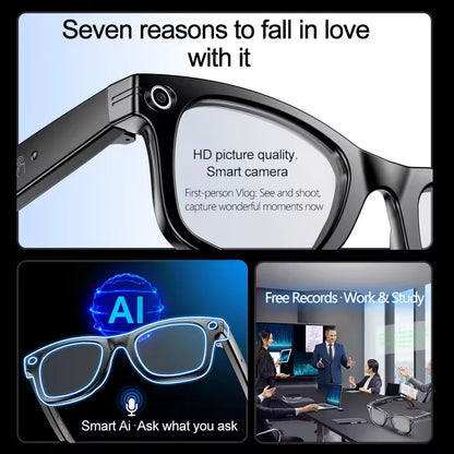 Zwart Google Glass met HD-camera en meerdere kleuren lenzen, ontworpen voor volledige HD-video-opnames en AI-gebaseerde functies zoals vertaling en be