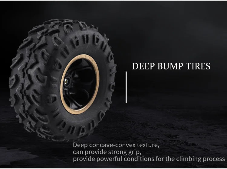 ZWN Rock climber, een zwarte 4WD RC-afstandbediening met goudkleurige velgen en zichtbare schokdempers, geschikt voor off-road avonturen en steile hel