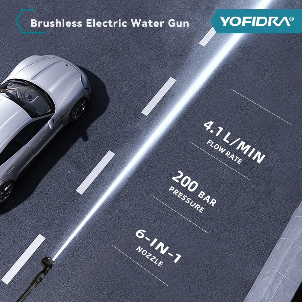 YOFIDRA 200 bar elektrische stoomwisser met 22L vouwbare tank, 3000W motor, zwart en blauw, inclusief 21V batterijen, 6-in-1 spuitkop en rolkabel voor