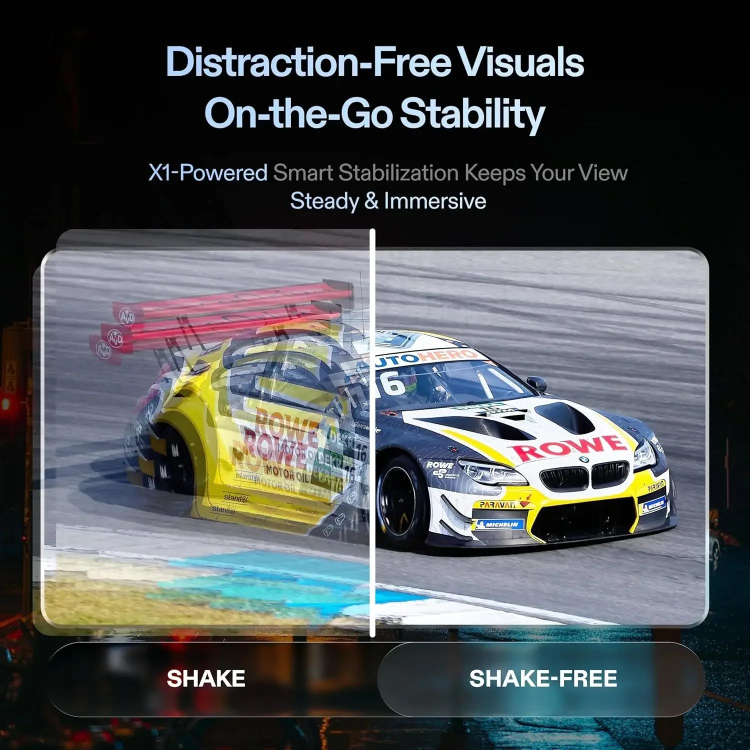 Zwart XREAL One Pro smartbril met glanzende lenzen en zichtbare merknaam, uitgerust voor AR-ervaringen. Geschikt voor virtuele realiteit en mobiele in