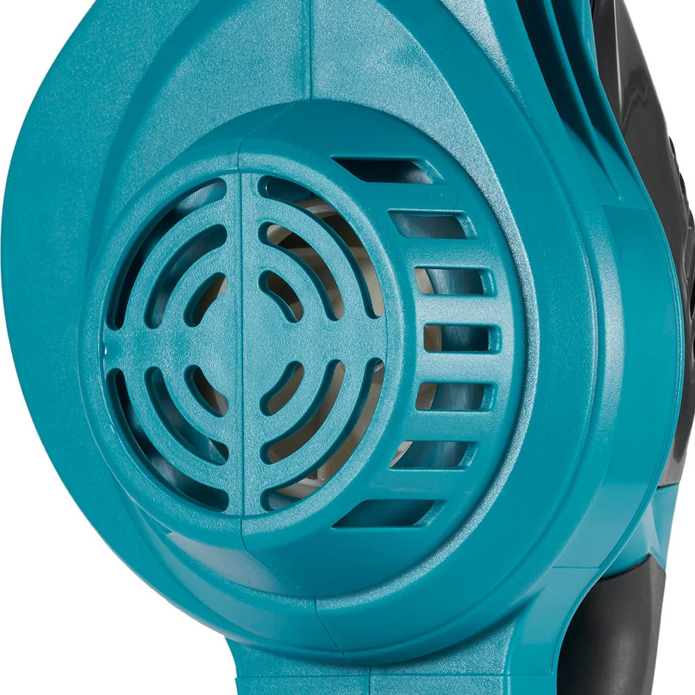 Een bladzager met blauw-zwarte afwerking en 588V batterijen, geschikt voor tuin- en bouwprojecten. Zichtbaar met 5 versnellingen en 180M/S luchtstroom