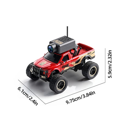 Rode 1:64 schaal RC off-road truck met VR-glassteun en app-besturing, uitgerust met een camera voor live beeld, geschikt voor speelgoed- en speelplekt