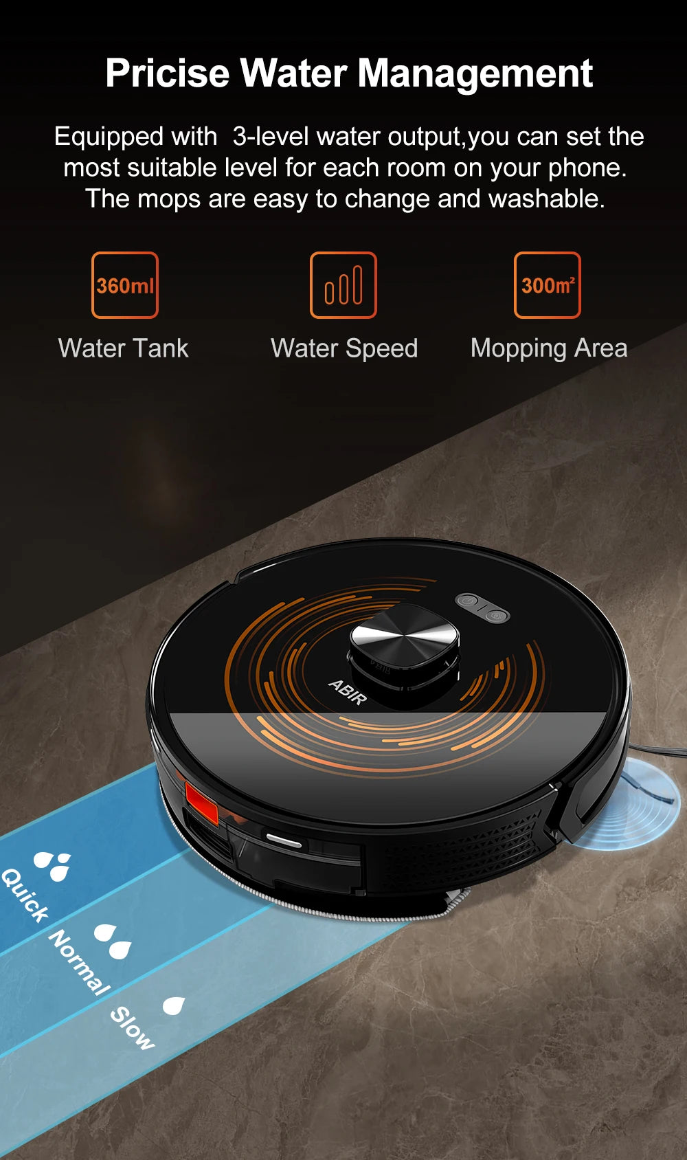 Zwarte robotstofzuiger met oplaadstation, uitgerust met app-gebaseerde navigatie voor automatische stofzuiging in huishoudens. Modern ontwerp met glan