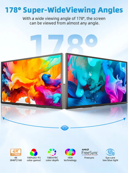 Een 18,4-inch QLED-televisie met 4K-resolutie, kleurrijke schermweergave van een boom, en zichtbare FreeSync- en HDR-technologieën, geschikt voor gami