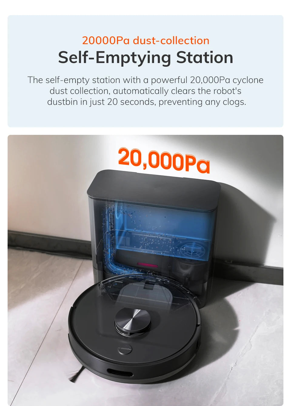 Zwarte ILIFE robotstofzuiger met glanzend metalen centrale knop, geplaatst naast zijn laadstation en een smartphone met app. Ideaal voor automatische 