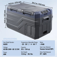 Comnox - Auto Koelkast - Dual Zone Draagbare Vriezer - Snelle koeling in 2 uur - Geluidsarm en energiezuinig - 25L/32L/40L capaciteit - 12/24V DC - Bluetooth bediening