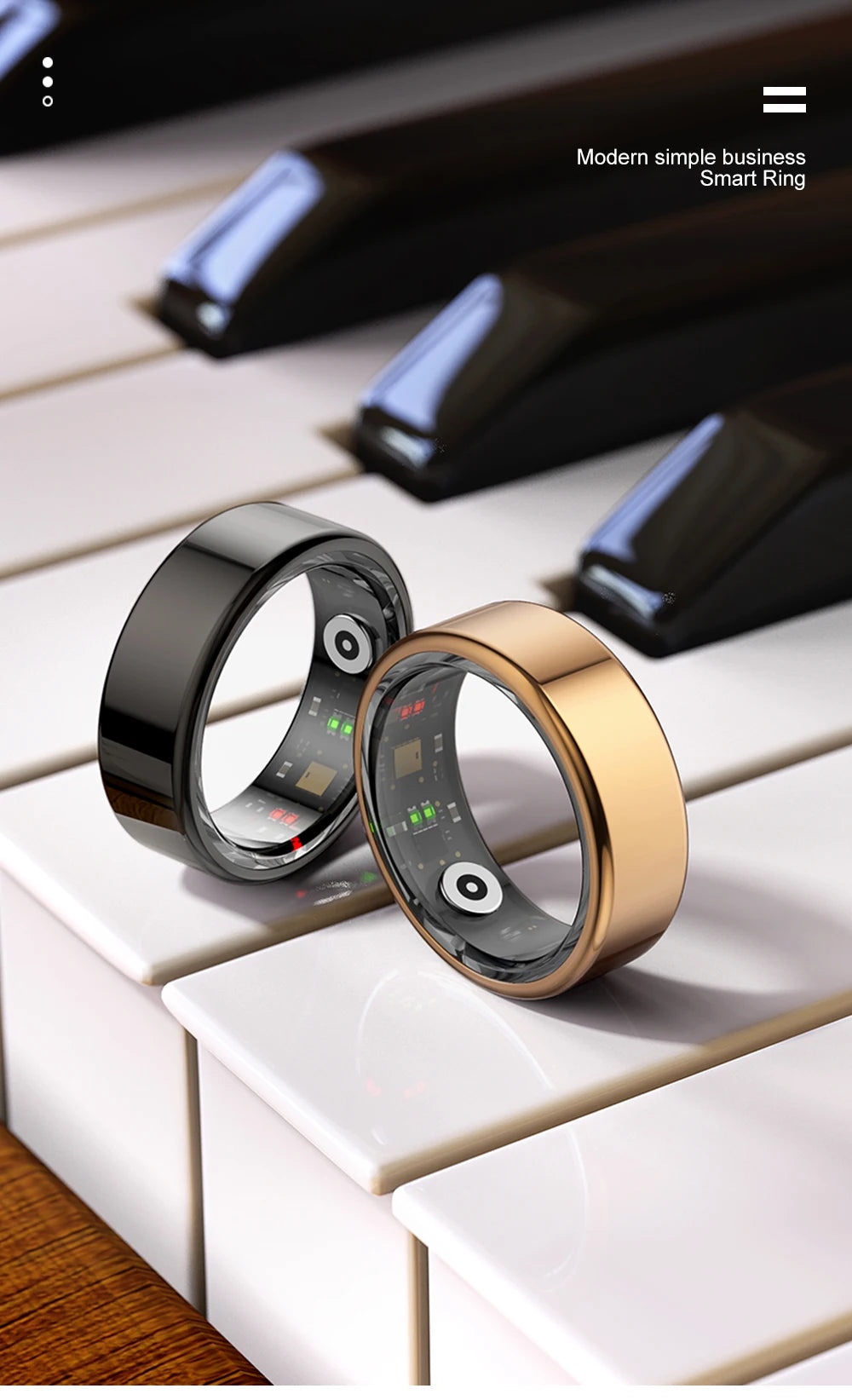 Zwart slimme ring met glanzend oppervlak en zichtbare groene LED-verlichting, voorzien van een transparante binnenkant met elektronische componenten. Ideaal voor technologie- en gadgetliefhebbers die een futuristisch accessoire zoeken. - Foto 24