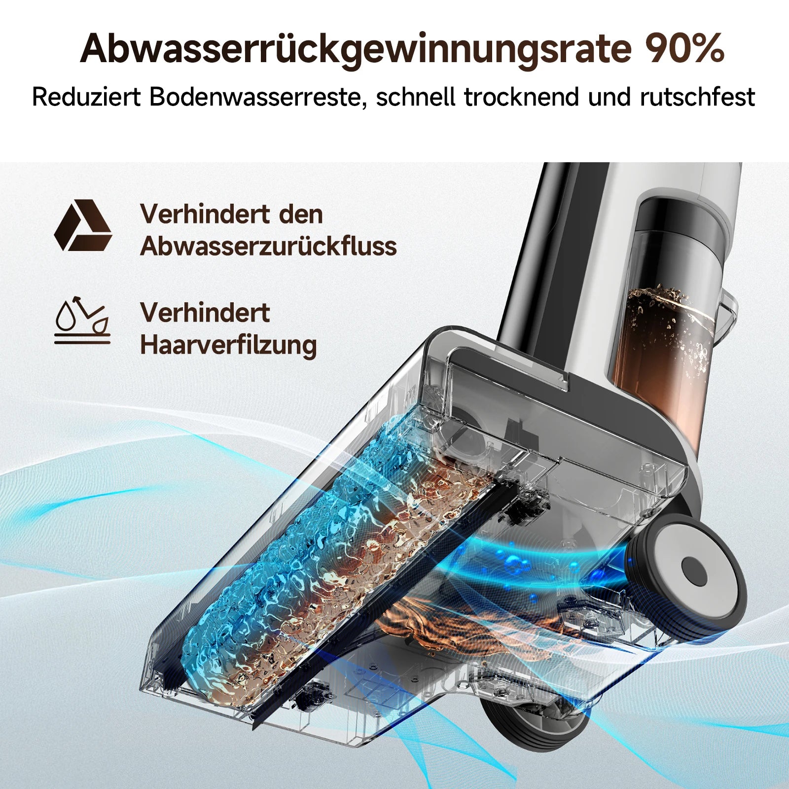 De W12 SE stofzuiger in zwart-wit, met blauwe waterdichte borstel en digitale display, is een wet- en droogzuiger voor huishoudelijk gebruik. Ideaal v