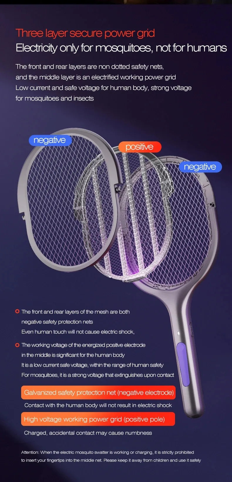 Zilverkleurige, opvouwbare insectenkiller met paarse UV-verlichting en 180° draaibare mesh, geschikt voor muurmontage en slaapkamergebruik. Lichte, dr