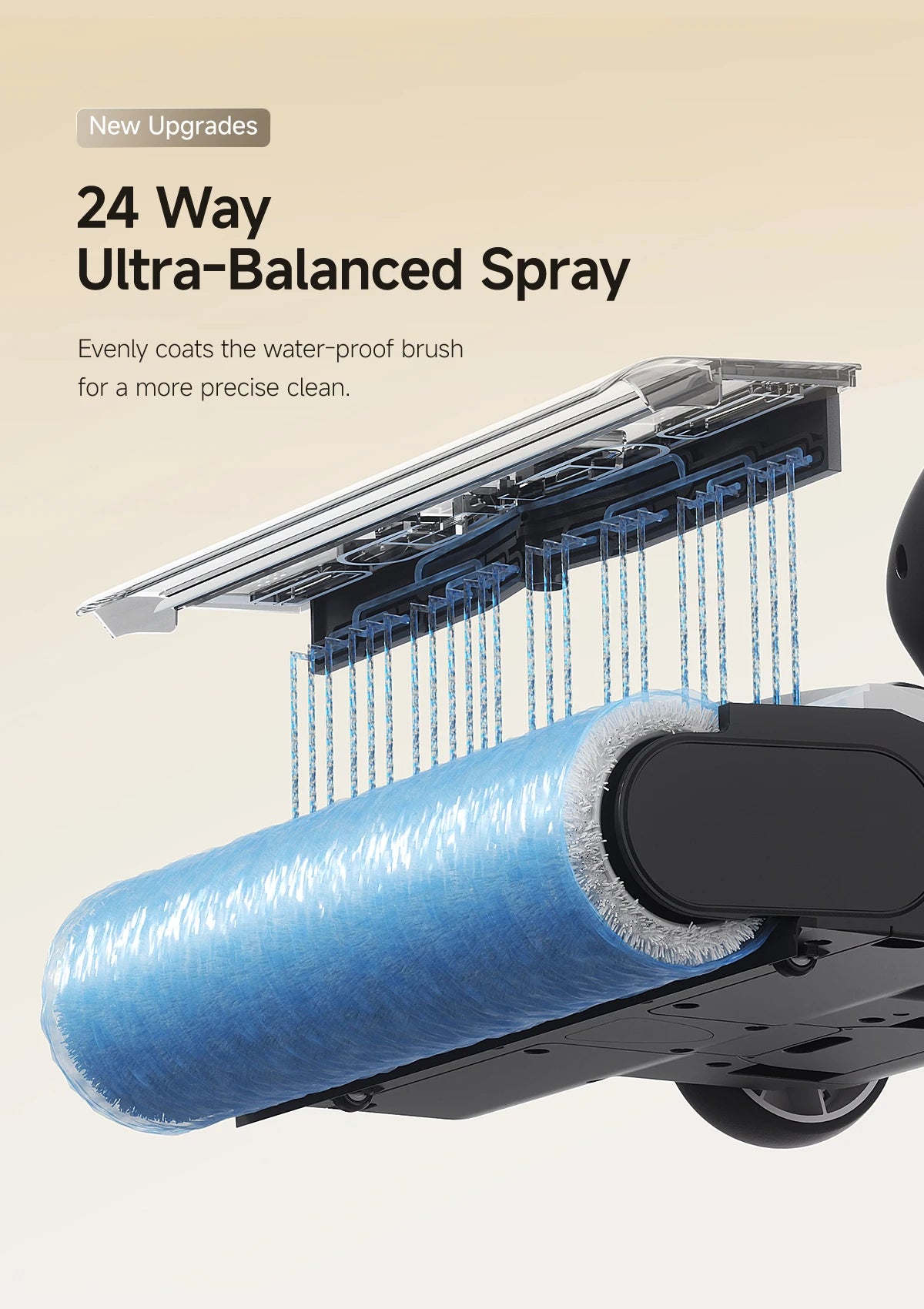 De Uwant D500 waterdichte stofzuiger met blauwe zuigborstel en 180° draaibare arm, geschikt voor diepe reiniging van vloeren en tegels. IPX-6 waterbes