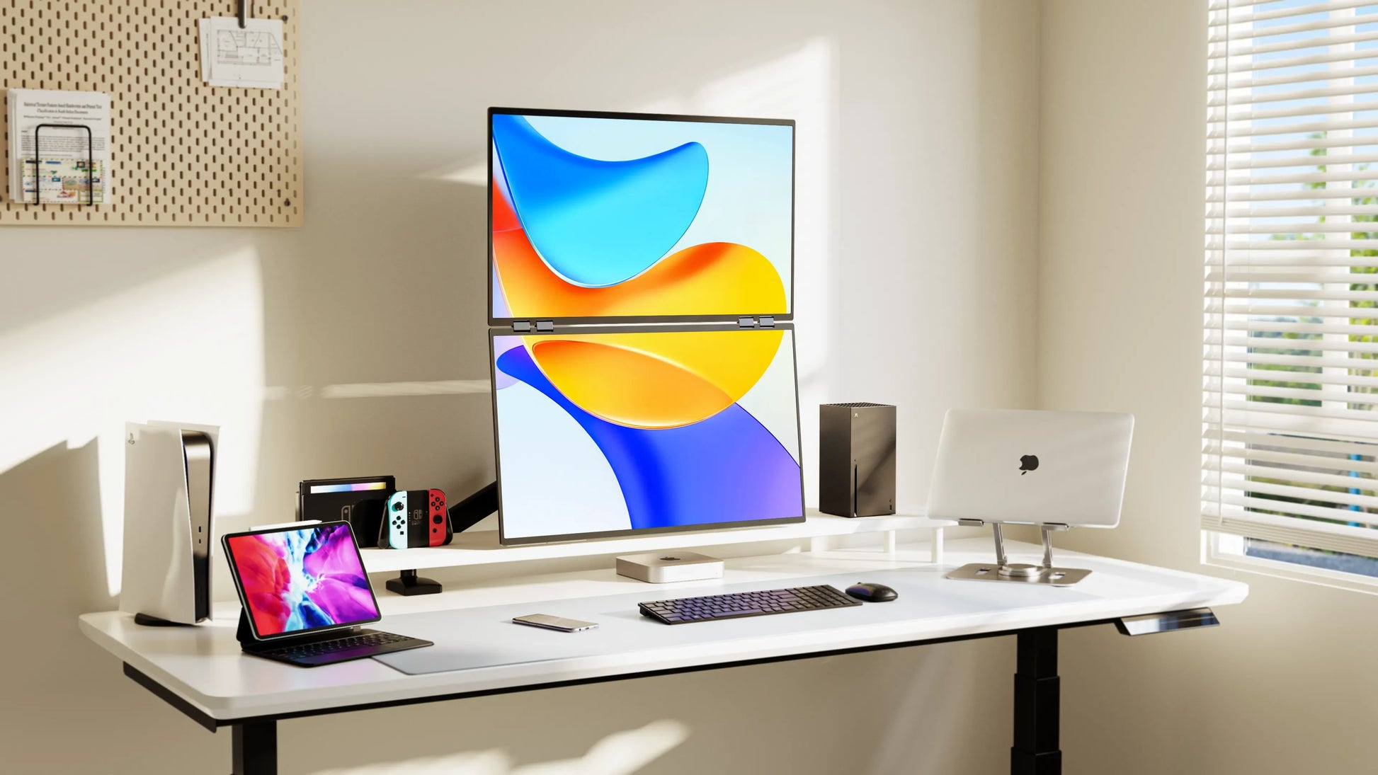 Een 23,8-inch en 43-inch dubbel scherm met 100Hz, HDR 1080P en 1,5ms respons, geschikt voor gaming en creatieve werkzaamheden op Windows en Mac OS zon
