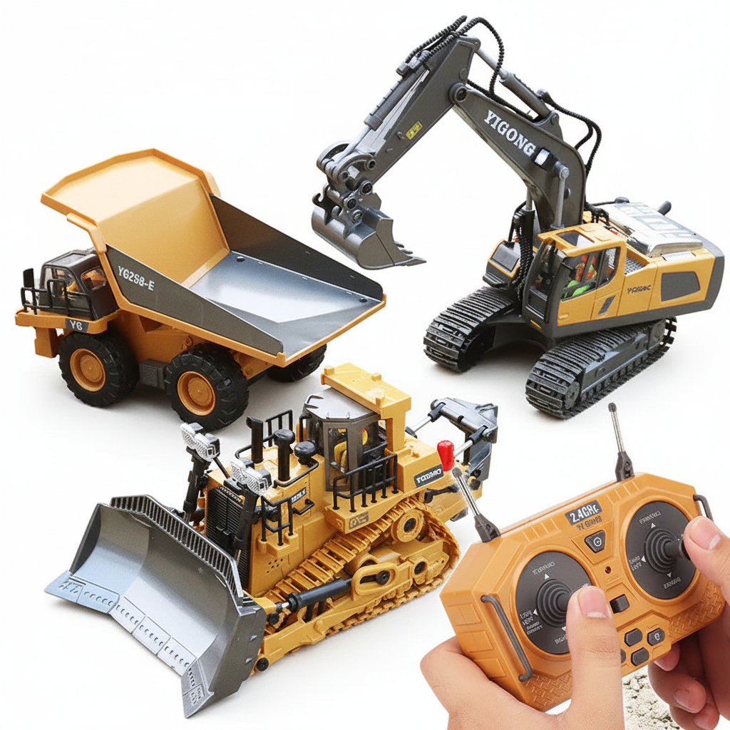 Comnox - Afstandsbediening Graafmachine Bulldozer Dump Truck Rc Auto Speelgoed Elektrische Techniek 2.4G High-Tech Voertuig Model Speelgoed Voor Kinderen Geschenken