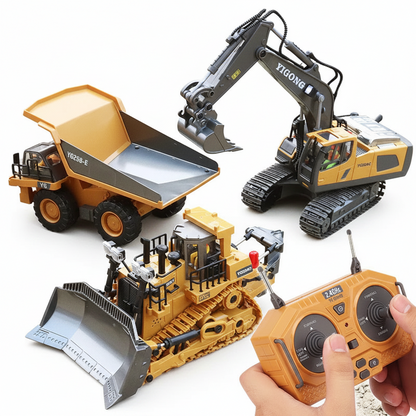 Comnox - Afstandsbediening Graafmachine Bulldozer Dump Truck Rc Auto Speelgoed Elektrische Techniek 2.4G High-Tech Voertuig Model Speelgoed Voor Kinderen Geschenken