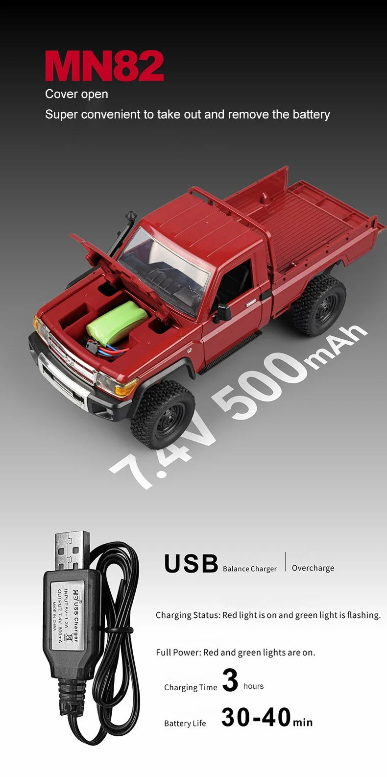 De ZWN MN82S 1:12 RC Toyota Land Cruiser in bruin, met grote off-road banden en een opvallende bumper, staat op rotsachtig terrein. Officieel licentie