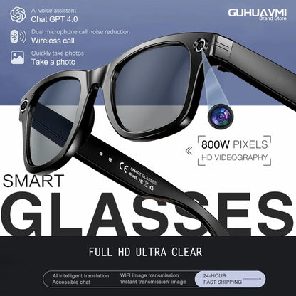 Zwart Google Glass met HD-camera en meerdere kleuren lenzen, ontworpen voor volledige HD-video-opnames en AI-gebaseerde functies tijdens reizen of avo