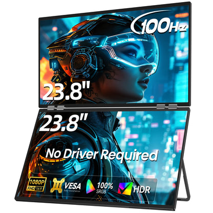 Een 23,8-inch gaming-monitor met 100Hz refreshrate en 1080P resolutie, uitgerust met HDR en 100% sRGB kleuraccuraatheid, geschikt voor gaming en multi