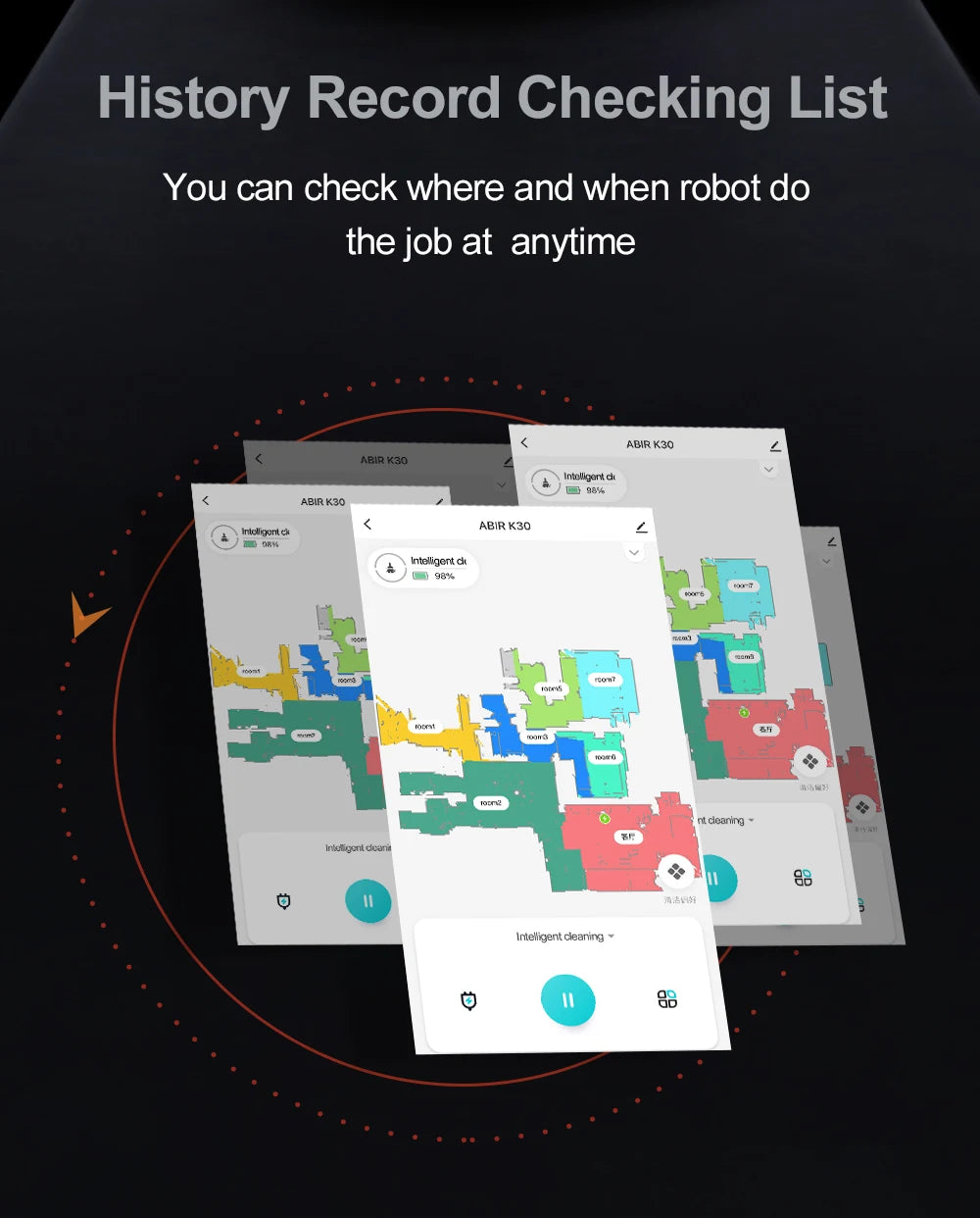 Zwarte robotstofzuiger met draadloze oplader, uitgerust met app-gebaseerde navigatie voor automatische stofzuiging in huishoudens. Modern ontwerp met 