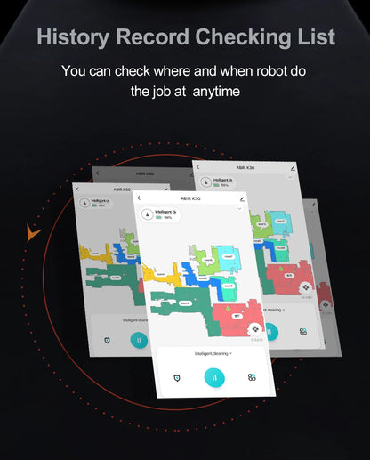Zwarte robotstofzuiger met draadloze oplader, uitgerust met app-gebaseerde navigatie voor automatische stofzuiging in huishoudens. Modern ontwerp met 