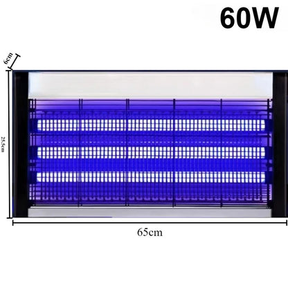 60W insectenverwijderaar met blauwe UV-lampen, zwart metalen frame en witte randen, geschikt voor binnenruimtes en commerciële ruimtes. - Foto 1