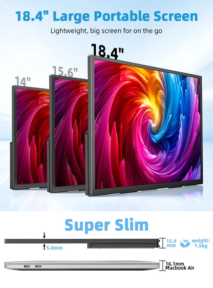 Een 18,4-inch QLED-televisie met 4K-resolutie, kleurrijke schermweergave van een boom, en zichtbare FreeSync- en HDR-technologieën, geschikt voor gami