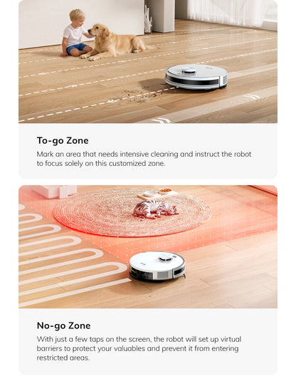 De witte ILIFE stofzuiger met zilveren knop en zichtbare app-verbinding is een slimme, draadloze robotstofzuiger voor automatische vloerreiniging in h