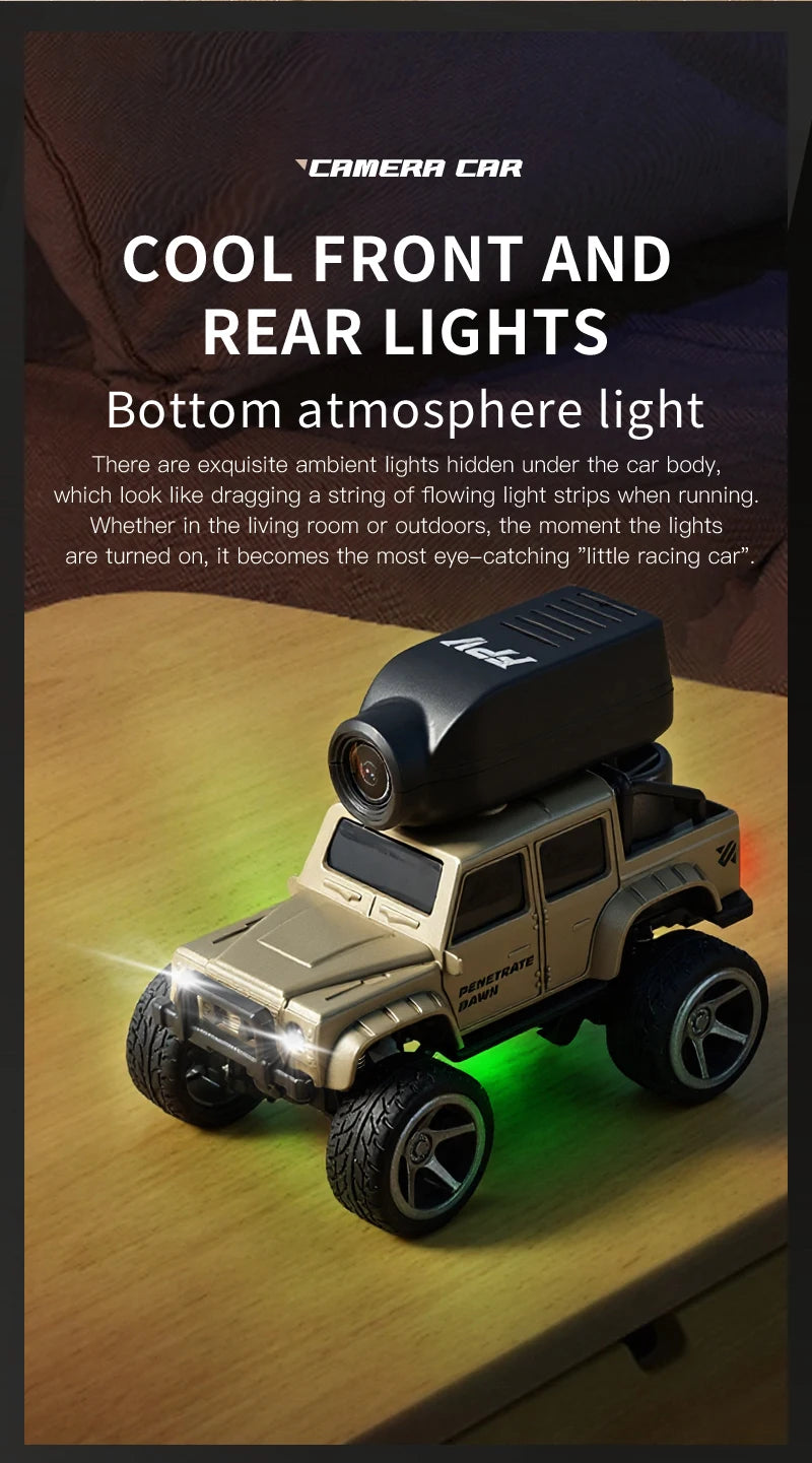Zwart 1:64 mini klimautomaat met magnetische camera, geschikt voor indoor- en outdoor-avonturen. Zichtbaar app-controle, shockabsorberende structuur e