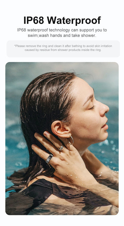Zwart slimme ring met glanzend oppervlak en zichtbare groene LED, voorzien van een centraal sensorpaneel. Perfect voor technologie-geïnteresseerde gebruikers die een slimme accessoire zoeken. - Foto 20