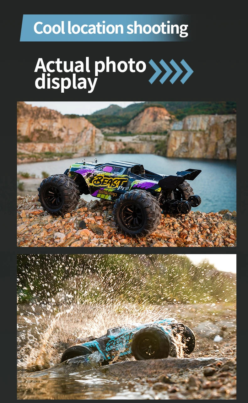 Zwart Rigid Off-Road RC-raceauto met rode velgen en LED-verlichting, uitgerust met 3 blauwe batterijen, stuurcontroller en opbergzak voor terreinrijde