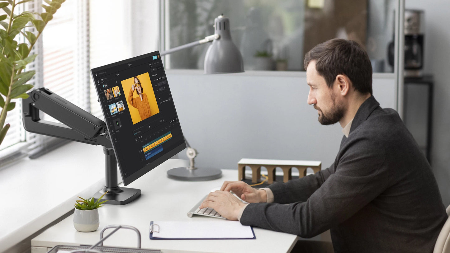 Een 22-inch 2K-monitor met 2560x1440 resolutie, 100% sRGB kleuraccuraatheid en 300Nit helderheid, uitgerust met HDR-technologie voor scherpe beelden o