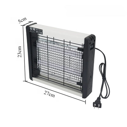 De JOYON muurhangende insectenkiller met UV-lamp en zwart-wit frame hangt aan een ketting. Geschikt voor slaapkamer of keuken om vliegen en muggen te 
