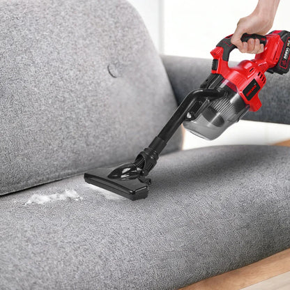 Een rode ONEVAN draadloze stofzuiger met 16000 PA en 1000 W, uitgerust met diverse accessoires voor efficiënte schoonmaak in huis en auto. - Foto 21