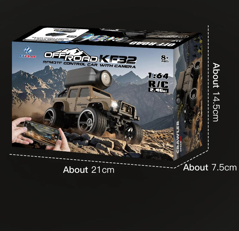 Zwart 1:64 mini klimgoedje met magnetische camera, geschikt voor indoor- en outdoor-avonturen. Zichtbaar app-controle, shockabsorberende structuur en 