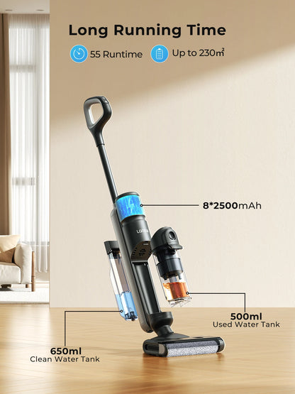 Zwarte M3 waterdichte stofzuiger met glazen waterdicht deksel, voorzien van een schuimrubberen borstel en een opvouwbare handgreep, geschikt voor huis