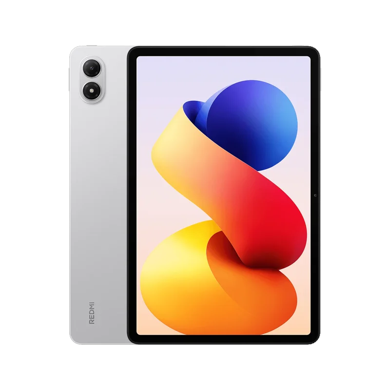 Grijze Redmi-tablet met dubbele camera en scherm met kleurrijke abstracte achtergrond, geschikt voor multimedia en productiefuncties. - Foto 7