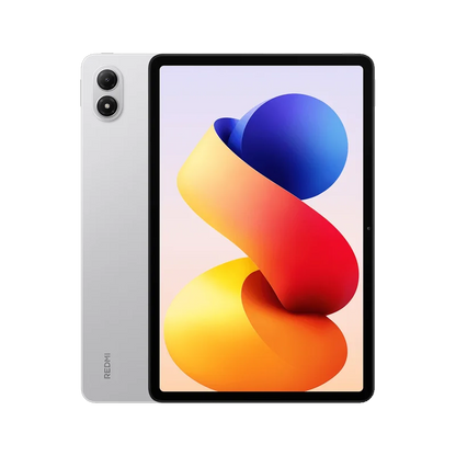 Grijze Redmi-tablet met dubbele camera en scherm met kleurrijke abstracte achtergrond, geschikt voor multimedia en productiefuncties. - Foto 7