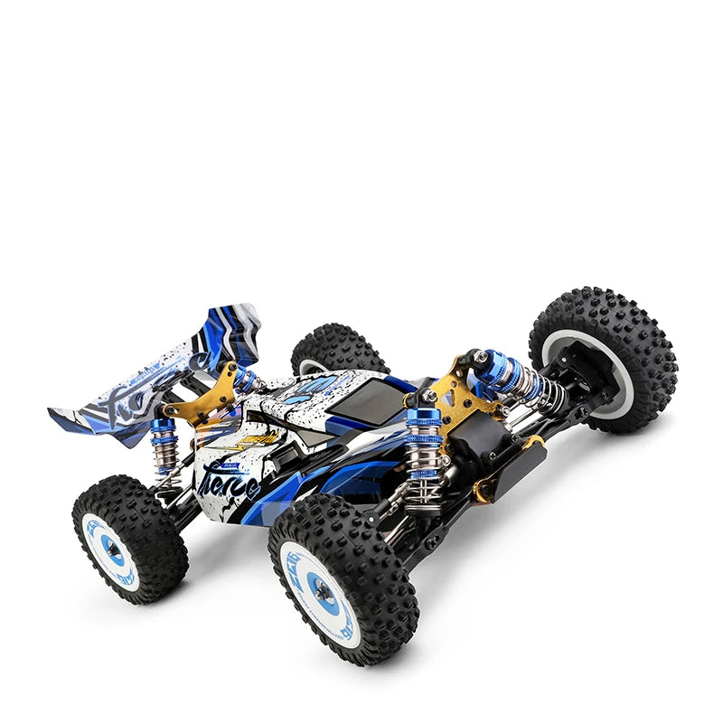 WLtoys Zealot 1:12 RC-raceauto met blauw-wit camouflage, 4WD aandrijving en 75 km/u max. snelheid, geschikt voor racen en speelplein-avonturen. - Foto