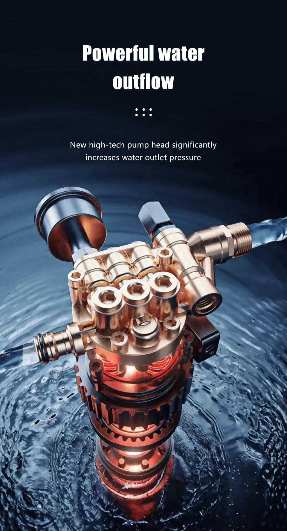 De Kamolee high pressure car wash gun met 388V Li-ion accu, zwart met rode accenten, staat naast haar opbergkoffer voorzien van slang en accessoires, 