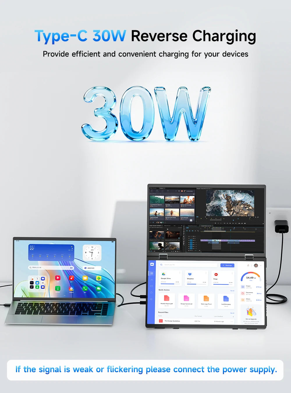 De UPERFECT 15,6-inch dubbel scherm laptop met 1080P FHD resolutie, 350 nits helderheid en 100% sRGB kleuraccuraatheid, ideaal voor gaming en creatiev